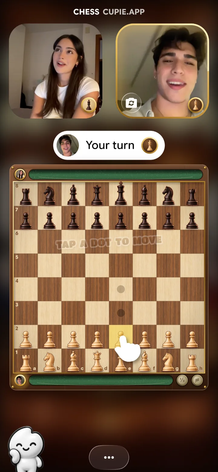 Chess on a Cupie video call. Chess on a video call