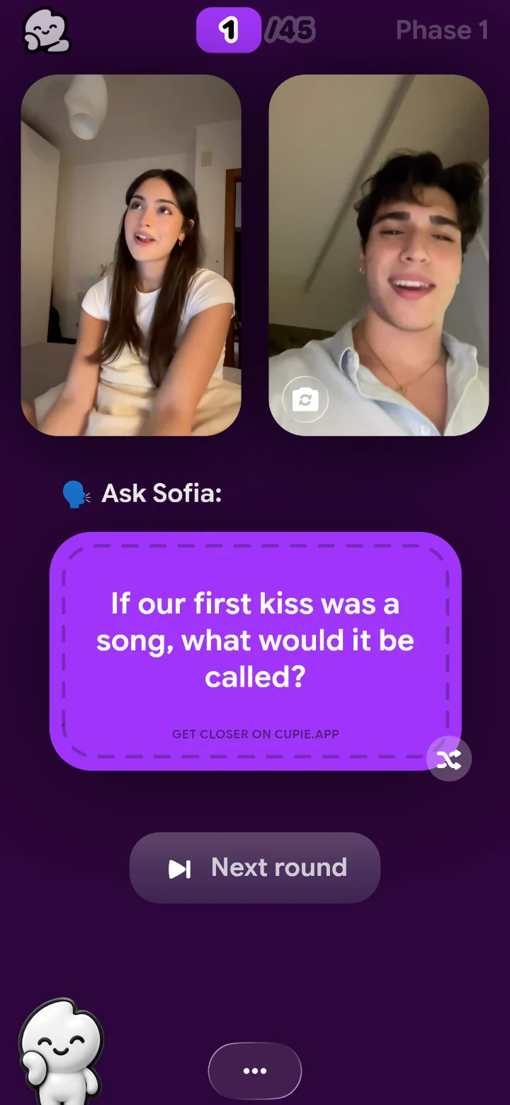 Get Closer question card on a call. Get Closer cards in Cupie
