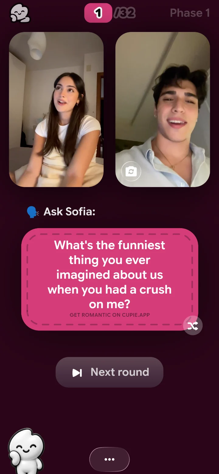 Get Romantic question card on a call. Quality time over video: a romantic card on Cupie