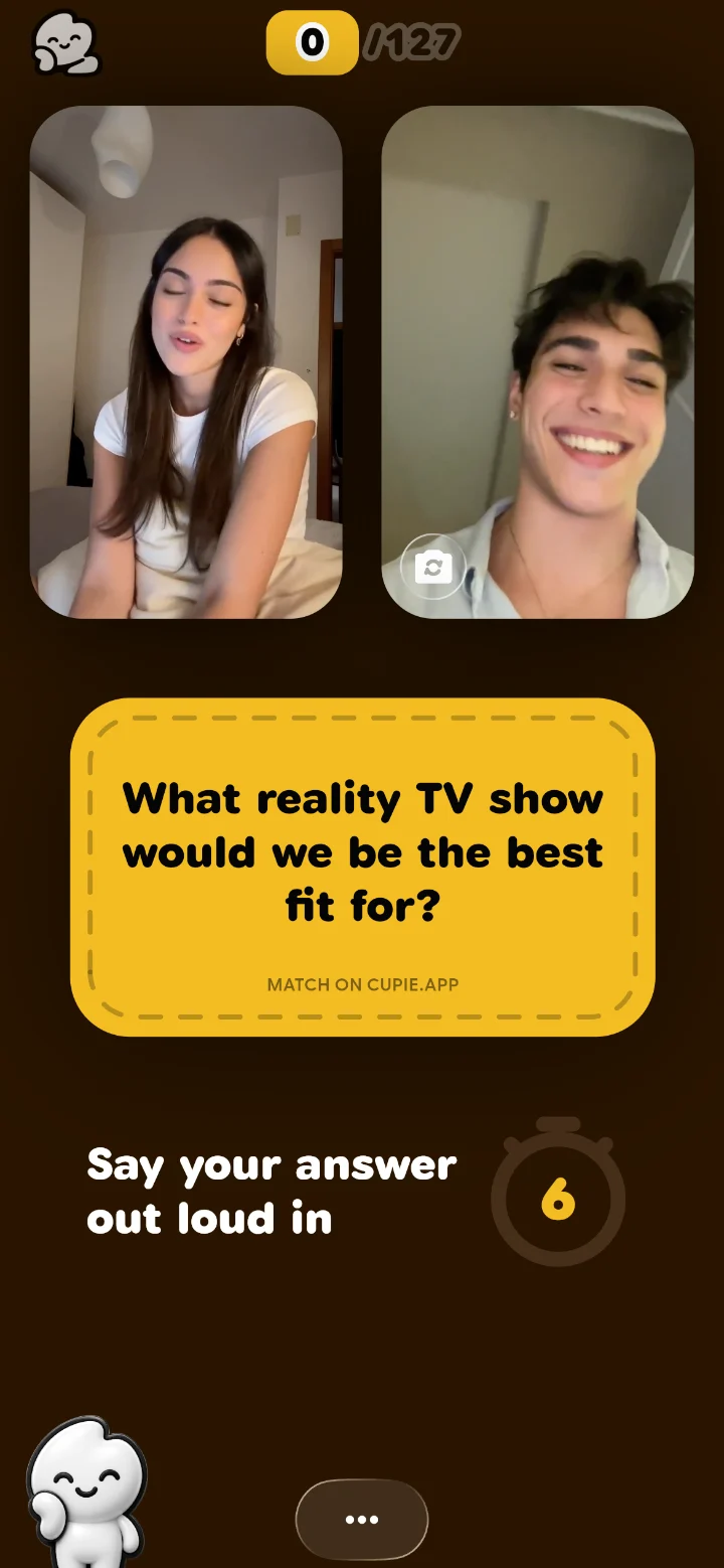 Match card: answer at the same time and see if you match. Or answer at the same time with Match