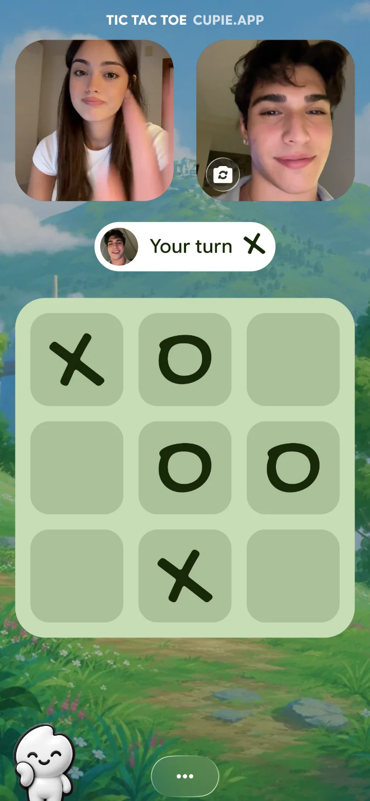 Tic Tac Toe on a Cupie video call. Tic Tac Toe on a call